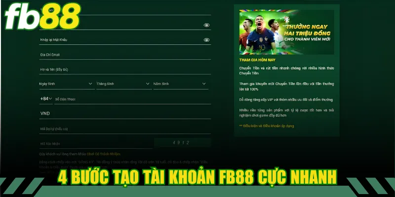 4 bước tạo tài khoản FB88 cực nhanh