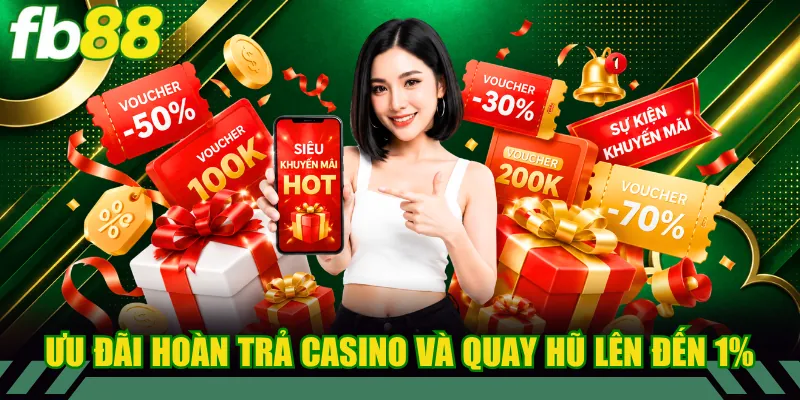 Ưu đãi hoàn trả casino và quay hũ lên đến 1%